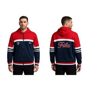 Vintage 90's Fila Men's Italia Crest Warm-Up Full Zip Jacket with Hood XXL